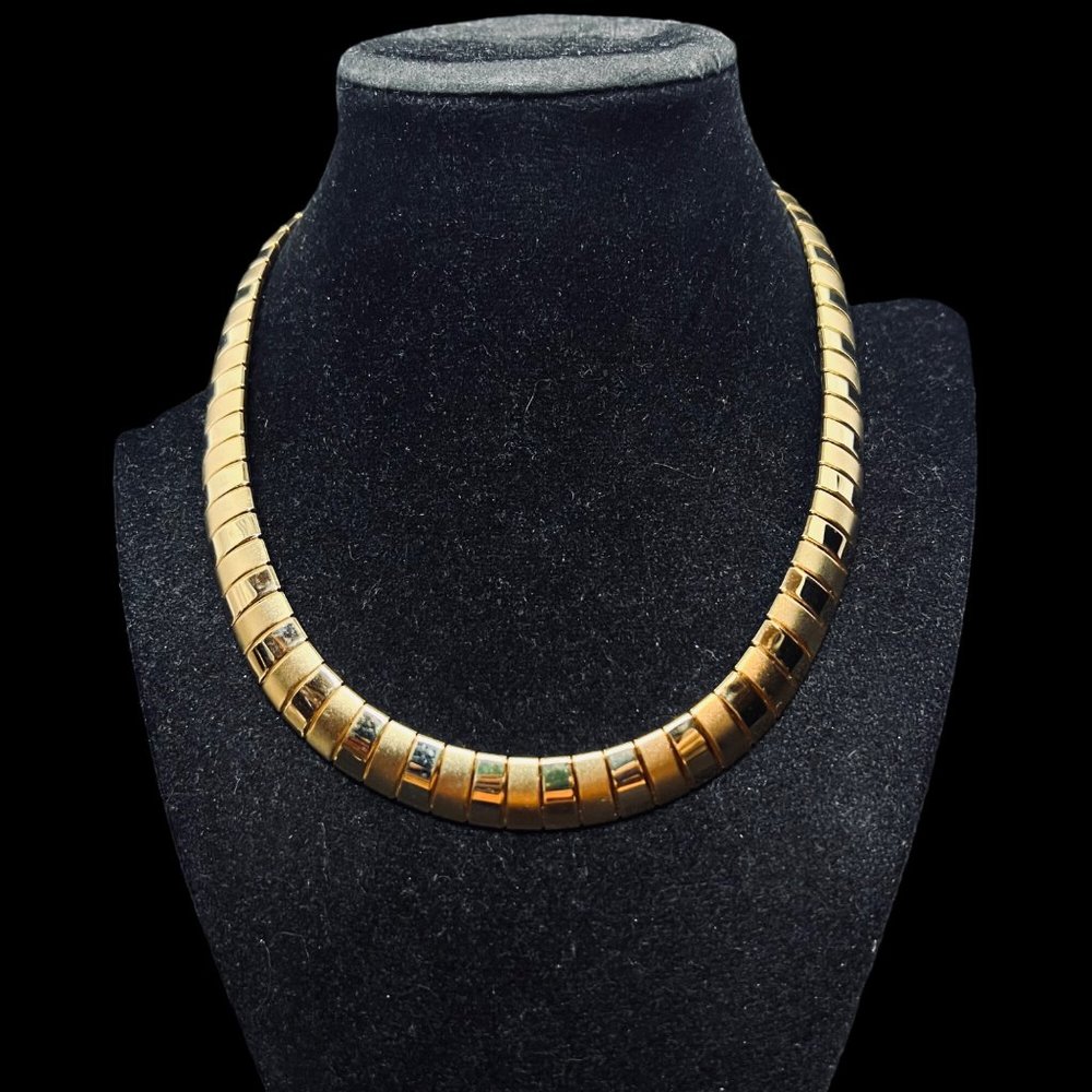 Egyptian Style Gold Tone Necklace, Bracelet And Clip On Hoop Earrings (4728) - Picture 2 of 11